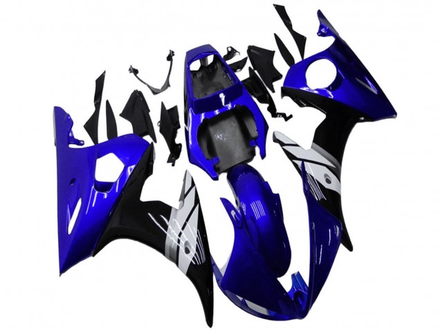 Carénages Moto Yamaha YZF R6 2003-2004 - Bleu Blanc Noir Brillant