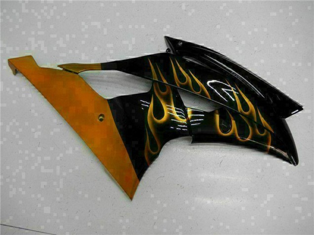 Carénages Moto Yamaha YZF R6 2008-2016 - Noir Brillant Or Flamme