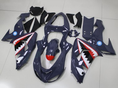 Carénages Moto Kawasaki ZX10R 2006-2007 - Gris Blanc Rouge Requin