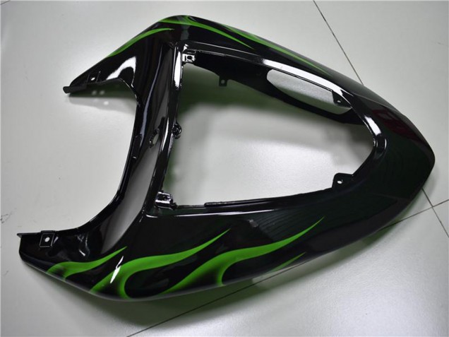 Carénages Moto Kawasaki ZX10R 2006-2007 - Noir Brillant Vert Flamme