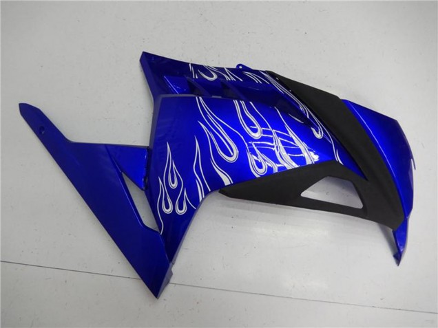 Carénages Moto Kawasaki Ninja 300 EX300R 2013-2024 - Bleu Noir Blanc Flamme