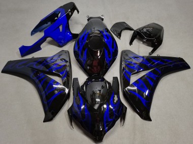Carénages Moto Honda CBR1000RR 2008-2011 - Noir Brillant Bleu Flamme