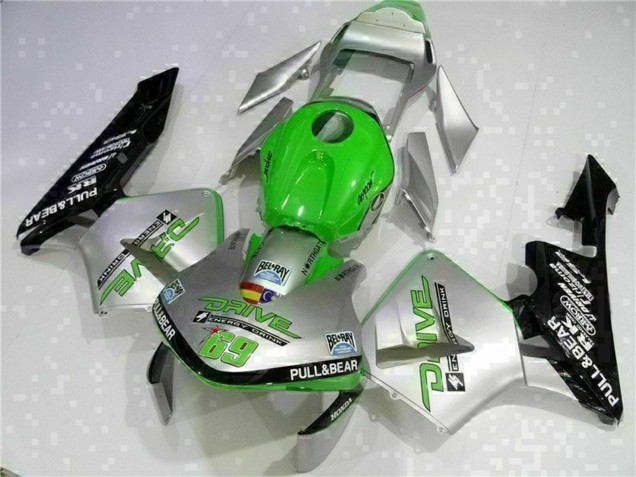 Carénage Moto Honda CBR600RR 2003-2004 - Argent Vert Noir Brillant