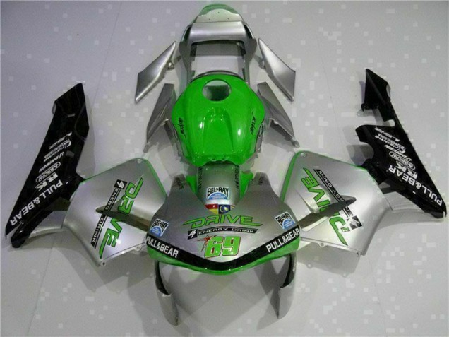 Carénage Moto Honda CBR600RR 2003-2004 - Argent Vert Noir Brillant