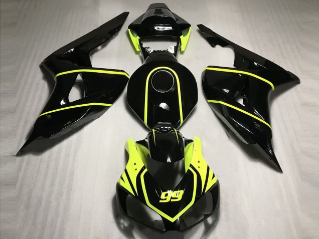Carénages Moto Honda CBR1000RR 2006-2007 - Noir Brillant Haute Visibilité Jaune 99