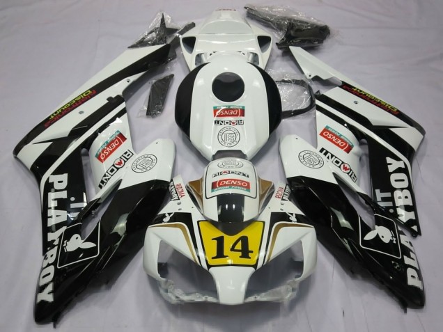 Carénages Moto Honda CBR1000RR 2004-2005 - Blanc Noir Brillant Jaune Playboy 14