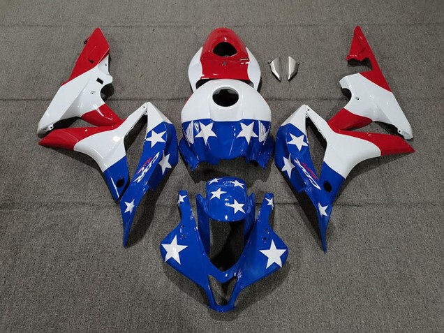 Carénages Moto Honda CBR600RR 2007-2008 - Blanc Bleu Rouge Drapeau Américain