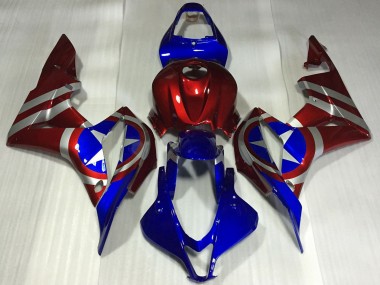 Carénages Moto Honda CBR600RR 2007-2008 - Rouge Argent Bleu Captain America
