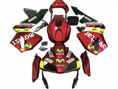Carénages Moto Honda CBR600RR 2003-2004 - Rouge Jaune Vert MoviStar