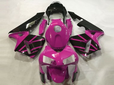 Carénages Moto Honda CBR600RR 2003-2004 - Rose Vif Noir Brillant OEM Style