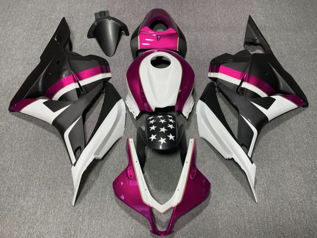 Carénages Moto Honda CBR600RR 2009-2012 - Blanc Rose Noir Mat Étoile