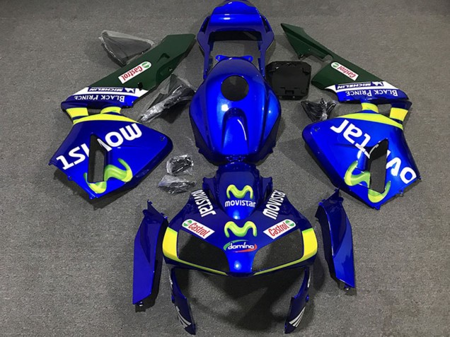 Carénages Moto Honda CBR600RR 2003-2004 - Bleu Jaune Vert MoviStar