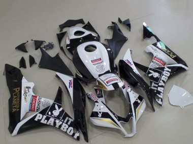 Carénages Moto Honda CBR600RR 2007-2008 - Blanc Or Noir Brillant PlayBoy
