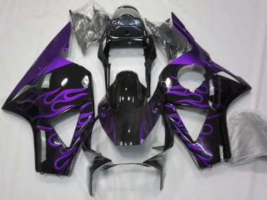 Carénages Moto Honda CBR954RR 2002-2003 - Noir Brillant Violet Flamme