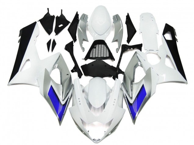 Carénages Moto Suzuki GSXR 1000 2005-2006 - Blanc Brillant Argent Bleu
