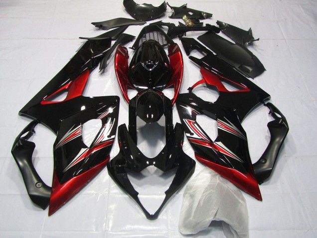 Carénages Moto Suzuki GSXR 1000 2005-2006 - Noir Brillant Rouge Flare