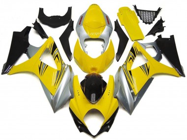 Carénages Moto Suzuki GSXR 1000 2007-2008 - Jaune Argent Noir OEM Style