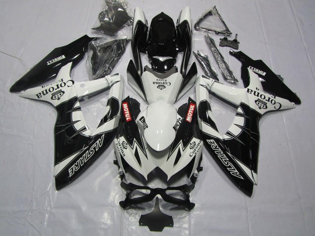 Carénage Moto Suzuki GSXR 600 / GSXR 750 2008-2010 - Blanc Noir Alstare Corona Motul