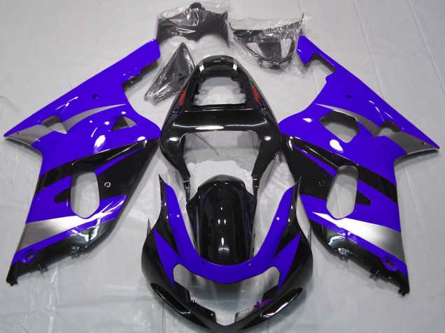 Carénages Moto Suzuki GSXR 600 / GSXR 750 2001-2003 - Bleu Argent Noir Brillant OEM Style