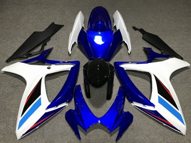 Kits Carénage Moto Suzuki GSXR 600 / GSXR 750 2006-2007 - Blanc Bleu Noir Brillant