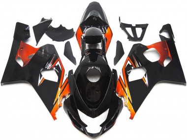 Carénages Moto Suzuki GSXR 600 / GSXR 750 2004-2005 - Noir Brillant Orange OEM Style