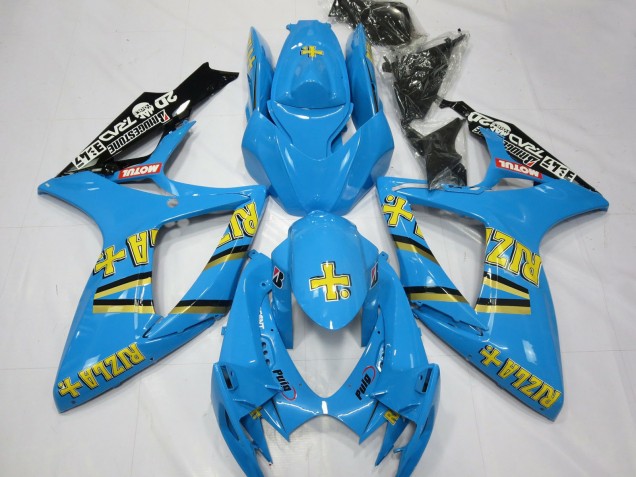 Carénages Moto Suzuki GSXR 600 / GSXR 750 2006-2007 - Bleu Clair Noir Jaune Rizla