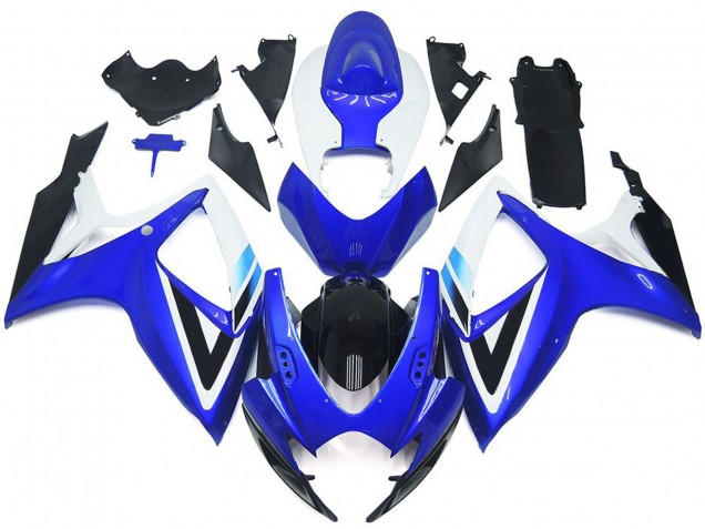 Kits Carénage Moto Suzuki GSXR 600 / GSXR 750 2006-2007 - Blanc Bleu Noir Brillant OEM Style