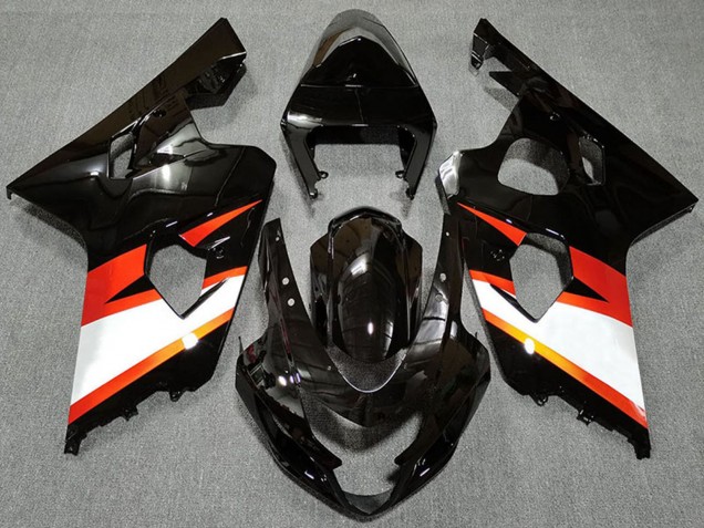 Carénages Moto Suzuki GSXR 600 / GSXR 750 2004-2005 - Noir Brillant Orange Blanc