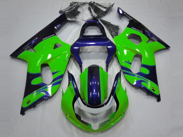 Carénages Moto Suzuki GSXR 600 / GSXR 750 2001-2003 - Vert Bleu Noir