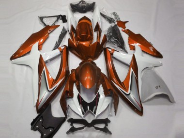 Carénages Moto Suzuki GSXR 600 / GSXR 750 2008-2010 - Blanc Orange Argent Noir