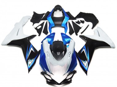 Carénages Moto Suzuki GSXR 600 / GSXR 750 2011-2024 - Blanc Bleu Clair Noir Brillant