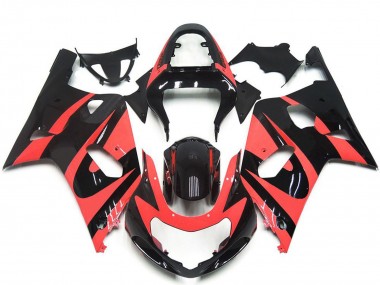 Carénages Moto Suzuki GSXR 600 / GSXR 750 2001-2003 - Rouge Clair Noir Brillant OEM Style
