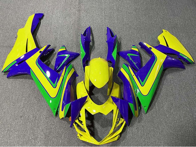 Carénages Moto Suzuki GSXR 600 / GSXR 750 2011-2024 - Bleu Jaune Vert