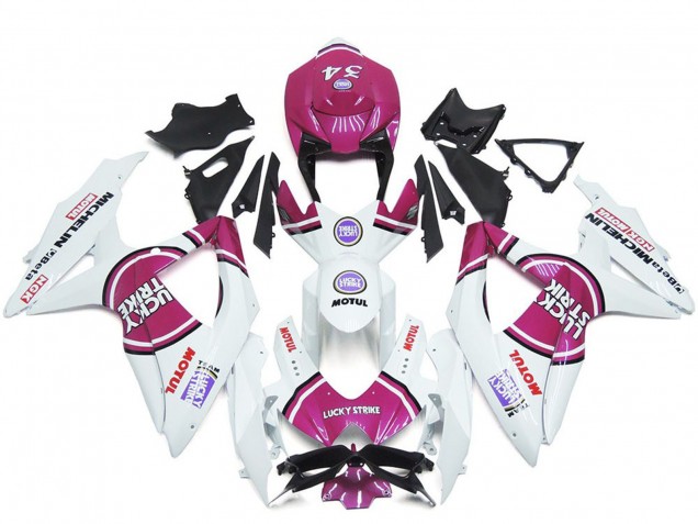 Carénages Moto Suzuki GSXR 600 / GSXR 750 2008-2010 - Blanc Rose Motul Lucky Strike 34