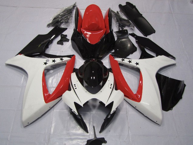Carénages Moto Suzuki GSXR 600 / GSXR 750 2006-2007 - Rouge Blanc Noir Brillant