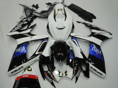Carénages Moto Suzuki GSXR 600 / GSXR 750 2006-2007 - Blanc Bleu Noir Brillant Viru