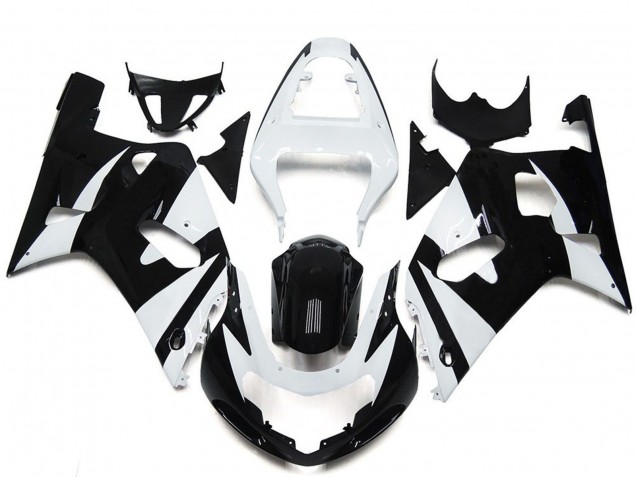 Carénages Moto Suzuki GSXR 600 / GSXR 750 2001-2003 - Blanc Noir Brillant OEM Style