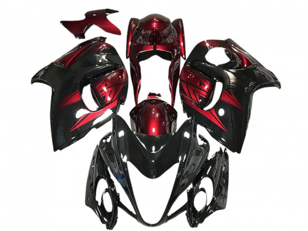 Carénages Moto Suzuki GSXR 1300 2008-2020 - Noir Brillant Rouge Foncé