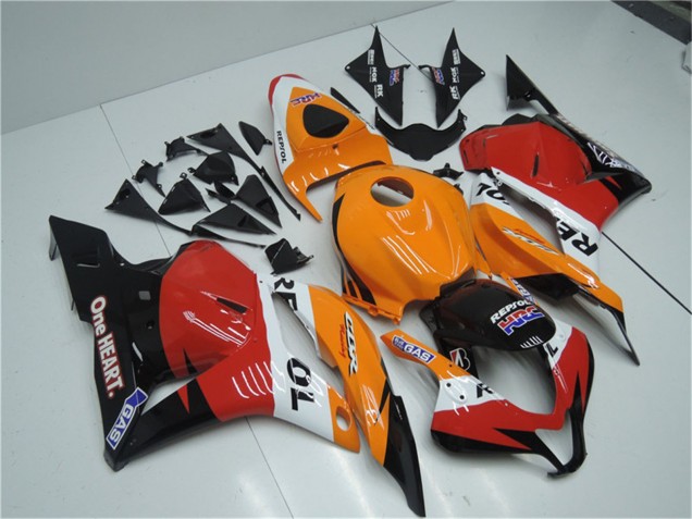 Kits Complet Carénage Moto Honda CBR600RR 2009-2012 - Orange Blanc Rouge Noir Brillant Repsol