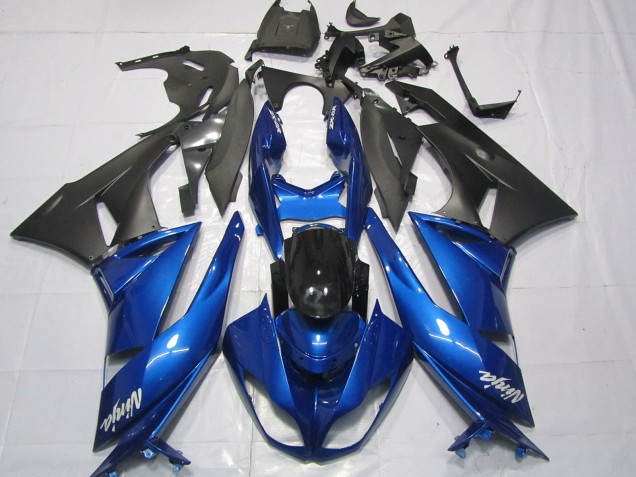 Carénages Moto Kawasaki ZX6R 2009-2012 - Bleu Noir Brillant Noir Mat Blanc Ninja