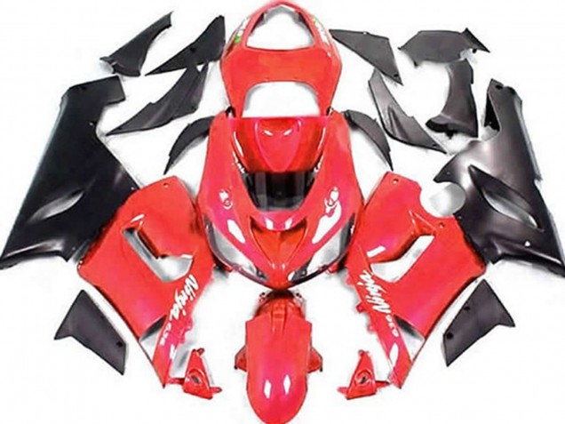 Carénages Moto Kawasaki ZX6R 2005-2006 - Rouge Noir Mat