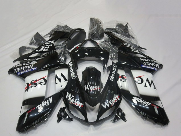 Carénages Moto Kawasaki ZX6R 2007-2008 - Noir Brillant Blanc West