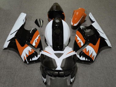 Carénages Moto Kawasaki ZX12R 2002-2006 - Orange Noir Blanc Requin