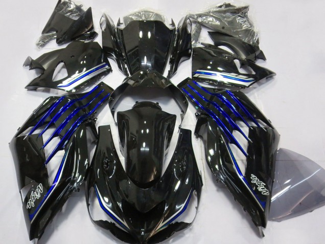 Carénages Moto Kawasaki ZX14R 2012-2024 - Noir Brillant Bleu