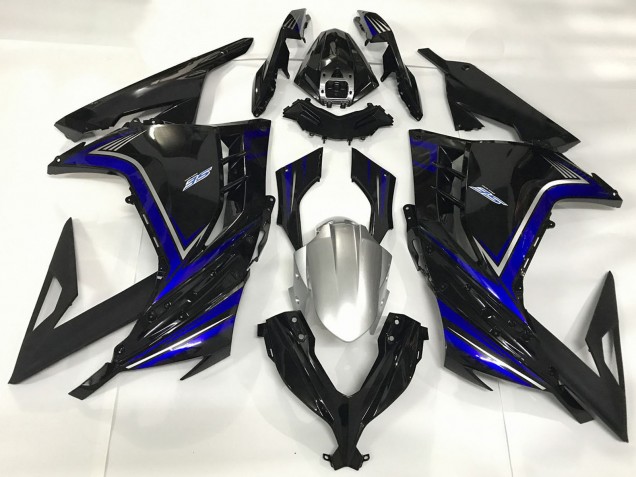 Carénages Moto Kawasaki Ninja 300 2013-2024 - Noir Brillant Bleu
