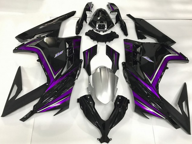 Carénages Moto Kawasaki Ninja 300 2013-2024 - Noir Brillant Violet