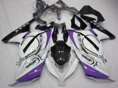 Carénages Moto Kawasaki Ninja 300 2013-2024 - Blanc Brillant Violet Noir