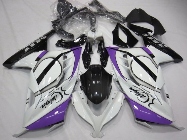 Carénages Moto Kawasaki Ninja 300 2013-2024 - Blanc Brillant Violet Noir