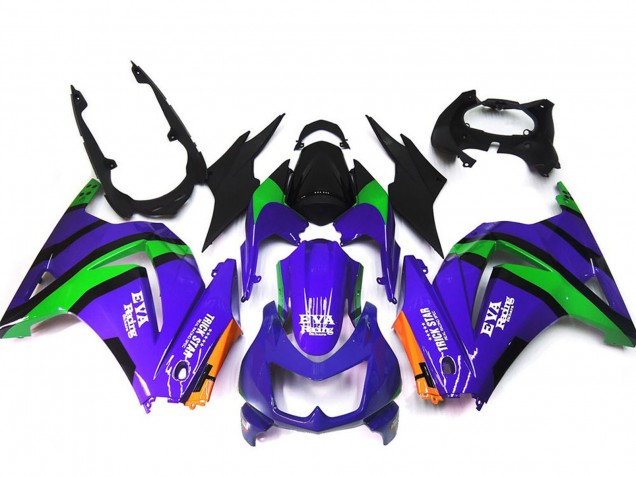 Carénages Moto Kawasaki Ninja 250 2008-2012 - Violet Orange Vert Noir
