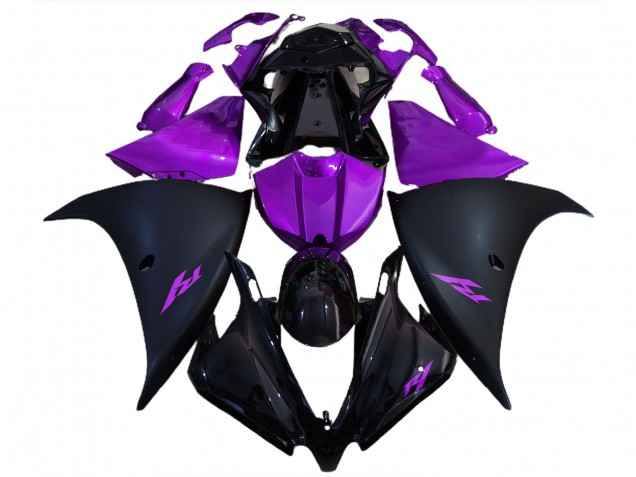 Carénages Moto Yamaha R1 2012-2014 - Noir Brillant Noir Mat Violet